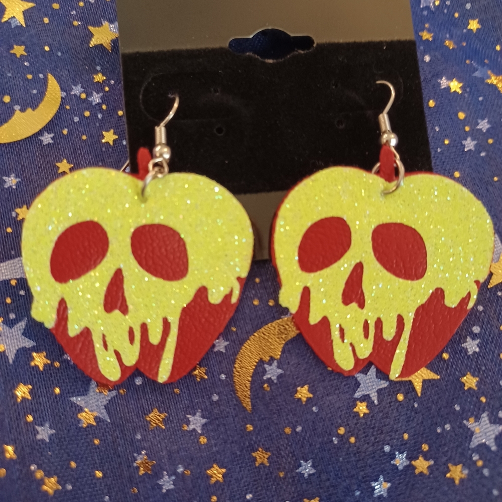 🎃 Halloween Poison Apple Faux Leather Earrings 🎃